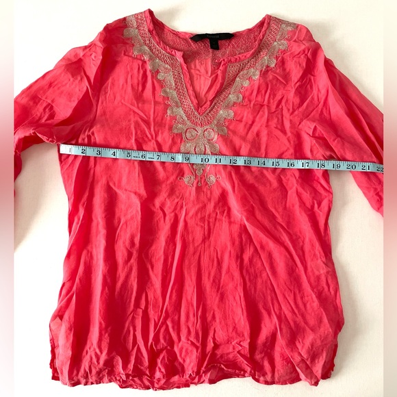 Pink Gauzy Silk Silver Embellished Express Blouse Medium M - Picture 6 of 9